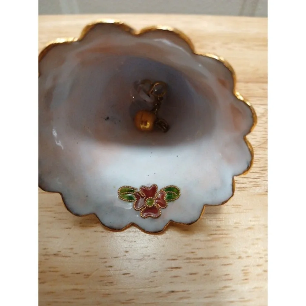 Vintage Cloisonné Bell Christmas Ornament Flowers Yellow Blue White Pink Enamel - Picture 6 of 7